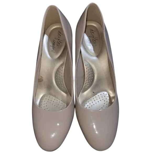 Dexflex Comfort Karma Women's Round Toe Nude Patent Pump High Heel Shoes sz 8.5 - Picture 2 of 10